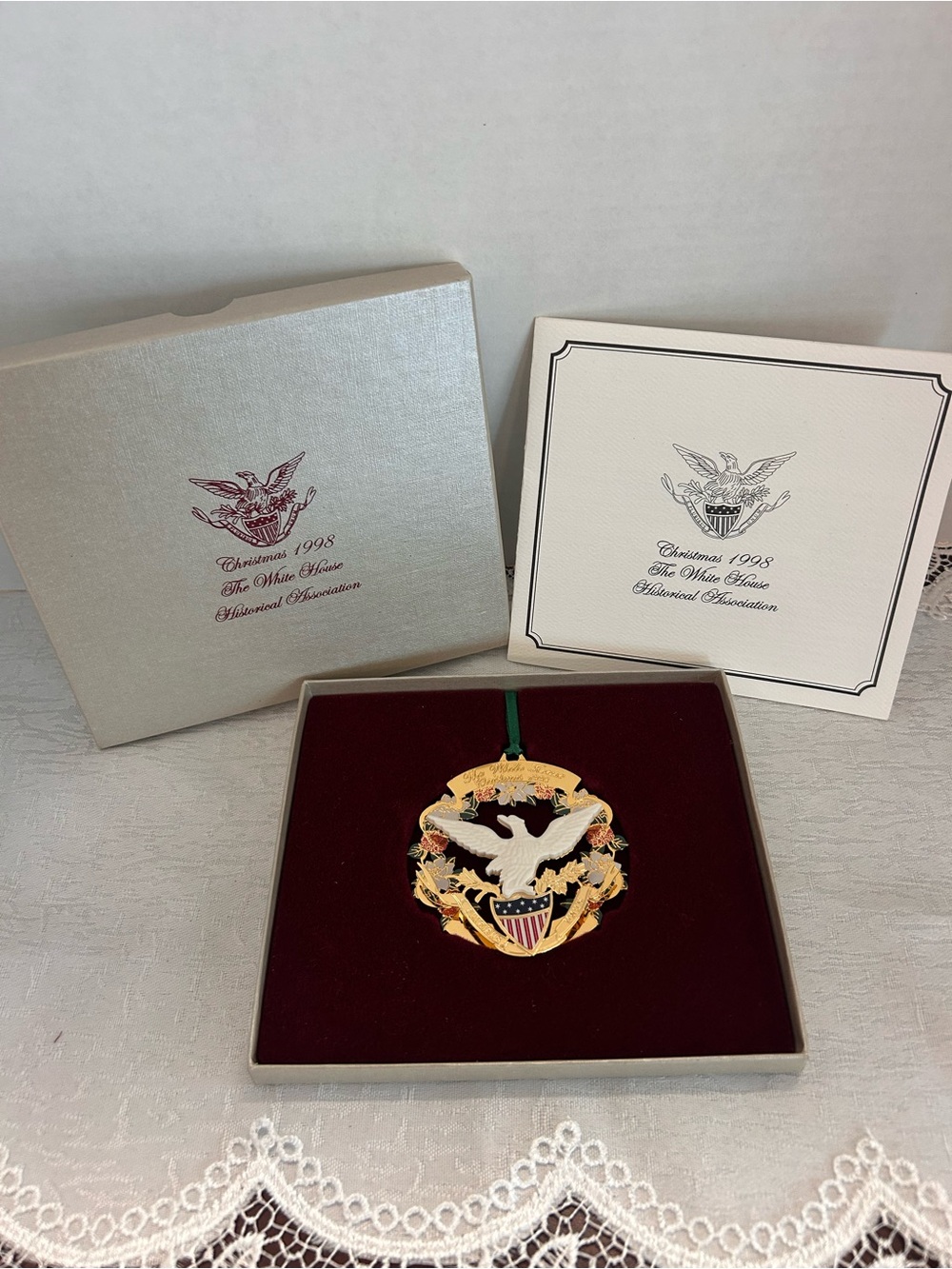 1998 White House Christmas Holiday Ornament With Box James Buchannan Eagle
